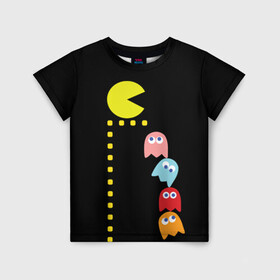 Детская футболка 3D с принтом Pac-man , 100% гипоаллергенный полиэфир | прямой крой, круглый вырез горловины, длина до линии бедер, чуть спущенное плечо, ткань немного тянется | old school | retro game | video game | видео игры | ретро игры