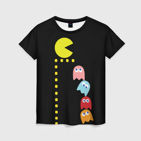 Женская футболка 3D с принтом Pac-man , 100% полиэфир ( синтетическое хлопкоподобное полотно) | прямой крой, круглый вырез горловины, длина до линии бедер | old school | retro game | video game | видео игры | ретро игры