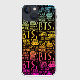 Чехол для iPhone 13 mini с принтом BTS ,  |  | bangtan | bighit | boy | fake love | j hope | jimin | jin | jungkook | korea | kpop | live | luv | mic drop | rm | suga | v | with | бтс | кей | поп