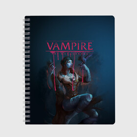 Тетрадь с принтом Vampire The Masquerade , 100% бумага | 48 листов, плотность листов — 60 г/м2, плотность картонной обложки — 250 г/м2. Листы скреплены сбоку удобной пружинной спиралью. Уголки страниц и обложки скругленные. Цвет линий — светло-серый
 | bloodlines 2 | vampire | vampire the masquerade | vampire the masquerade bloodlines 2 | vampire: the masquerade – bloodlines 2