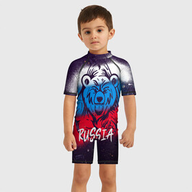 Детский купальный костюм 3D с принтом Russia Bear , Полиэстер 85%, Спандекс 15% | застежка на молнии на спине | 12 июня | bear | marble | russia | грозный медведь | день россии | медведь | мишка | мрамор | мраморная | праздник | россия | страна | триколор | флаг