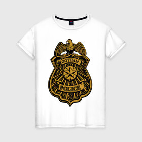 Женская футболка хлопок с принтом Gotham City Police , 100% хлопок | прямой крой, круглый вырез горловины, длина до линии бедер, слегка спущенное плечо | batman | batman arkham knight | vdzabma | бэтмен | бэтмен рыцарь аркхема