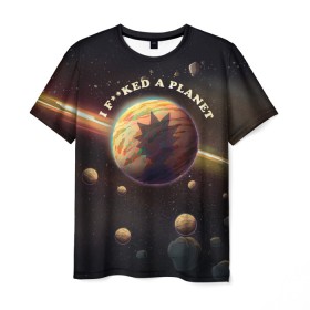 Мужская футболка 3D с принтом Рик и планета Гея , 100% полиэфир | прямой крой, круглый вырез горловины, длина до линии бедер | adult swim | cartoon network | rick and morty | vdsvar | планета гея | рик и морти