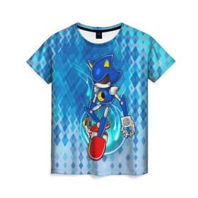 Женская футболка 3D с принтом Metal Sonic , 100% полиэфир ( синтетическое хлопкоподобное полотно) | прямой крой, круглый вырез горловины, длина до линии бедер | metal sonic | видеоигры | поколения ежик соник | робот | супер ёж