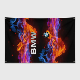 Флаг-баннер с принтом BMW , 100% полиэстер | размер 67 х 109 см, плотность ткани — 95 г/м2; по краям флага есть четыре люверса для крепления | bmw | авто | автомобиль | бмв | логотип | марка | машина | надпись | огонь | пламя | текстура