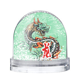 Снежный шар с принтом Изумрудный дракон , Пластик | Изображение внутри шара печатается на глянцевой фотобумаге с двух сторон | бирюзовая | драконы | змея | знак | иероглиф | китайский | когти | миф | огонь | пламя | разноцветная | рога | тату | татуировка | чешуя | яркая
