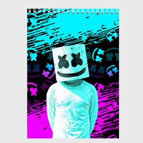 Скетчбук с принтом Fortnite Marshmello , 100% бумага
 | 48 листов, плотность листов — 100 г/м2, плотность картонной обложки — 250 г/м2. Листы скреплены сверху удобной пружинной спиралью | archetype | fortnite | fortnite x | game | ikonik | marshmello | raven | архетип | ворон | игра | иконик | маршмелло | фортнайт