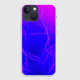 Чехол для iPhone 13 mini с принтом НЕОНОВАЯ МОЛНИЯ ,  |  | color | colour | electricity | glim | glow | light | lights | neon | power | shine | молния | напряжение | неоновый | разряд | стихия | ток | удар | электричество