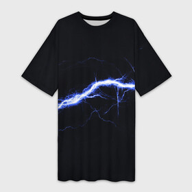 Платье-футболка 3D с принтом СТИХИЯ ,  |  | color | colour | electricity | glim | glow | light | lights | neon | power | shine | молния | напряжение | неоновый | разряд | стихия | ток | удар | электричество
