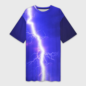 Платье-футболка 3D с принтом NEON ELECTRIX ,  |  | color | colour | electricity | glim | glow | light | lights | neon | power | shine | молния | напряжение | неоновый | разряд | стихия | ток | удар | электричество
