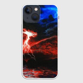 Чехол для iPhone 13 mini с принтом storm ,  |  | color | colour | electricity | glim | glow | light | lights | neon | power | shine | молния | напряжение | неоновый | разряд | стихия | ток | удар | электричество