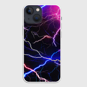 Чехол для iPhone 13 mini с принтом НЕОНОВЫЕ МОЛНИИ ,  |  | color | colour | electricity | glim | glow | light | lights | neon | power | shine | молния | напряжение | неоновый | разряд | стихия | ток | удар | электричество