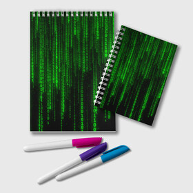 Блокнот с принтом Матрица код цифры программист , 100% бумага | 48 листов, плотность листов — 60 г/м2, плотность картонной обложки — 250 г/м2. Листы скреплены удобной пружинной спиралью. Цвет линий — светло-серый
 | бинарный код | веб | вирус | всемирная паутина | двоичный код | зеленый | интернет | информация | кибер | код | кодер | кодирование | матрица | наука | олдскул | по | программирование