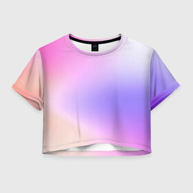 Женская футболка Crop-top 3D с принтом светлый градиент розовый мода , 100% полиэстер | круглая горловина, длина футболки до линии талии, рукава с отворотами | без логотипов | градиент | желтый | краска | кремовый | легкий | мода | нежный | пастельный | переход | плавный | простой | розовый | светлый | сиреневый | тай дай | тайдай | фиолетовый
