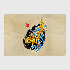 Магнитный плакат 3Х2 с принтом Золотая рыба кои , Полимерный материал с магнитным слоем | 6 деталей размером 9*9 см | Тематика изображения на принте: волны | золотая | иероглиф | иллюстрация | китайская | кои | краски | море | разноцветная | рисунок | рыбка | рыбы | традиционная | узор | японская | яркая