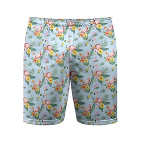 Мужские шорты спортивные с принтом ФЛАМИНГО ,  |  | summer | летние принты | лето | лето 2020 | пляж | фламинго