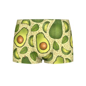 Мужские трусы 3D с принтом Авокадо , 50% хлопок, 50% полиэстер | классическая посадка, на поясе мягкая тканевая резинка | авокадо | зеленый | лайм | листок