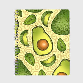 Тетрадь с принтом Авокадо , 100% бумага | 48 листов, плотность листов — 60 г/м2, плотность картонной обложки — 250 г/м2. Листы скреплены сбоку удобной пружинной спиралью. Уголки страниц и обложки скругленные. Цвет линий — светло-серый
 | авокадо | зеленый | лайм | листок