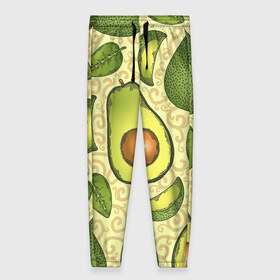 Женские брюки 3D с принтом Авокадо , полиэстер 100% | прямой крой, два кармана без застежек по бокам, с мягкой трикотажной резинкой на поясе и по низу штанин. В поясе для дополнительного комфорта — широкие завязки | авокадо | зеленый | лайм | листок
