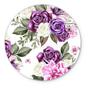 Коврик для мышки круглый с принтом Красивые розы , резина и полиэстер | круглая форма, изображение наносится на всю лицевую часть | белые розы | белый | необычные | розовый | розы | синие розы | синий | фиолетовые розы | фиолетовый | цветы