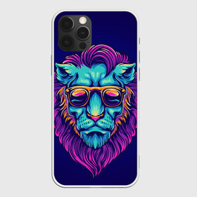 Чехол для iPhone 12 Pro Max с принтом Неоновый лев в очках , Силикон |  | грива | животные | закат | зверей | кошка | лев | лето | львенок | неоновая | очки | пляж | прайд | разноцветная | солнце | тигр | царь