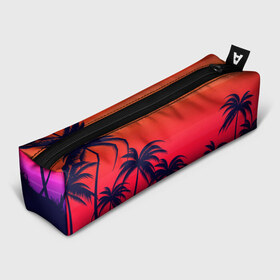 Пенал 3D с принтом Очеровательный закат , 100% полиэстер | плотная ткань, застежка на молнии | арт | лето | море | океан | пальмы | пляж | поп | солнце | субтропики | тропики | тропические | цветы