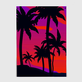 Постер с принтом Тропический пляж , 100% бумага
 | бумага, плотность 150 мг. Матовая, но за счет высокого коэффициента гладкости имеет небольшой блеск и дает на свету блики, но в отличии от глянцевой бумаги не покрыта лаком | арт | лето | море | океан | пальмы | пляж | поп | солнце | субтропики | тропики | тропические | цветы