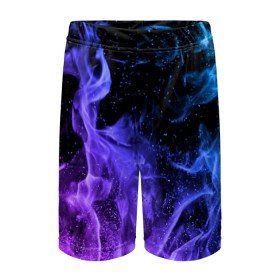 Детские спортивные шорты 3D с принтом ОГОНЬ НЕОН ,  100% полиэстер
 | пояс оформлен широкой мягкой резинкой, ткань тянется
 | Тематика изображения на принте: абстракция | горит | неон | неоновый | огонь | пламя | пожар | синий | текстура | фиолетовый | яркий