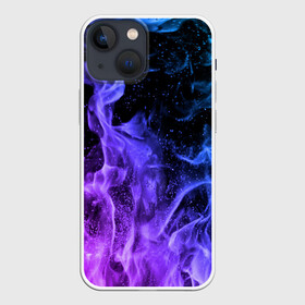 Чехол для iPhone 13 mini с принтом ОГОНЬ НЕОН ,  |  | абстракция | горит | неон | неоновый | огонь | пламя | пожар | синий | текстура | фиолетовый | яркий