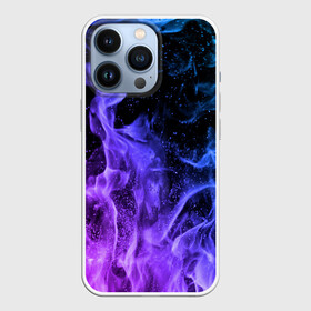 Чехол для iPhone 13 Pro с принтом ОГОНЬ НЕОН ,  |  | Тематика изображения на принте: абстракция | горит | неон | неоновый | огонь | пламя | пожар | синий | текстура | фиолетовый | яркий