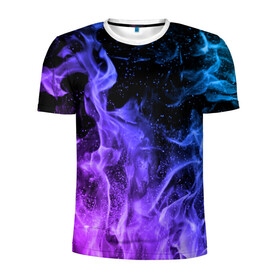 Мужская футболка 3D спортивная с принтом ОГОНЬ НЕОН , 100% полиэстер с улучшенными характеристиками | приталенный силуэт, круглая горловина, широкие плечи, сужается к линии бедра | абстракция | горит | неон | неоновый | огонь | пламя | пожар | синий | текстура | фиолетовый | яркий