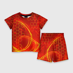 Детский костюм с шортами 3D с принтом Неоновый Огонь ,  |  | 2 цвета | hexagon | neon | арт | без рисунка | битва | взрыв | волны | дым | искусство | картина | кисть | краски | красный | красочная | неон | огней | огонь | оранжевый | пламя | поп | прикольная | пятна