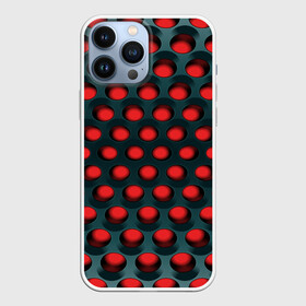 Чехол для iPhone 13 Pro Max с принтом Раскалённый красный 3Д ,  |  | Тематика изображения на принте: горошек | железо | жесть | излучение | иллюзия | круги | лампочки | металл | оболочка | объём | сияние | соты | сталь | фонари | шарики | шары