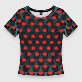 Женская футболка 3D Slim с принтом Раскалённый красный 3Д ,  |  | горошек | железо | жесть | излучение | иллюзия | круги | лампочки | металл | оболочка | объём | сияние | соты | сталь | фонари | шарики | шары