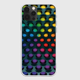 Чехол для iPhone 12 Pro Max с принтом 3Д спектр , Силикон |  | горошек | железо | жесть | излучение | иллюзия | круги | лампочки | металл | оболочка | объём | радуга | сияние | соты | сталь | фонари | шарики | шары