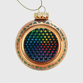 Стеклянный ёлочный шар с принтом 3Д спектр , Стекло | Диаметр: 80 мм | горошек | железо | жесть | излучение | иллюзия | круги | лампочки | металл | оболочка | объём | радуга | сияние | соты | сталь | фонари | шарики | шары