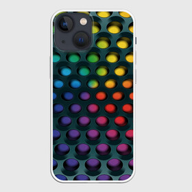 Чехол для iPhone 13 mini с принтом 3Д спектр ,  |  | горошек | железо | жесть | излучение | иллюзия | круги | лампочки | металл | оболочка | объём | радуга | сияние | соты | сталь | фонари | шарики | шары