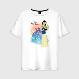 Женская футболка хлопок Oversize с принтом Fa Mulan , 100% хлопок | свободный крой, круглый ворот, спущенный рукав, длина до линии бедер
 | fa mulan | mulan | vdosadir | бэрри кук | дисней | мулан | тони бэнкрофт | фа мулан