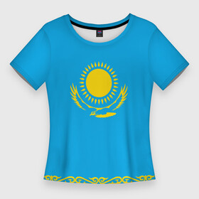 Женская футболка 3D Slim с принтом Казахстан ,  |  | kazakhstan | казахстан
