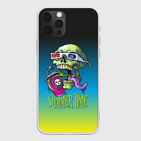 Чехол для iPhone 12 Pro Max с принтом Cool skull , Силикон |  | bones | grin | jaw | juice | skull | teeth | tongue | зубы | кости | оскал | очки | пасть | сок | череп | язык