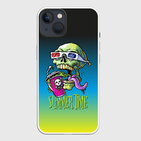 Чехол для iPhone 13 с принтом Cool skull ,  |  | Тематика изображения на принте: bones | grin | jaw | juice | skull | teeth | tongue | зубы | кости | оскал | очки | пасть | сок | череп | язык