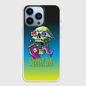 Чехол для iPhone 13 Pro с принтом Cool skull ,  |  | bones | grin | jaw | juice | skull | teeth | tongue | зубы | кости | оскал | очки | пасть | сок | череп | язык