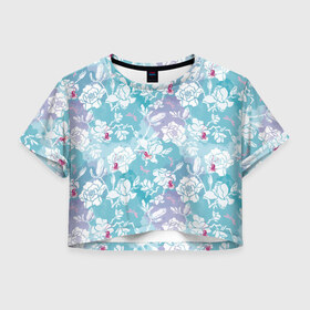 Женская футболка Crop-top 3D с принтом Mulan Flowers Pattern , 100% полиэстер | круглая горловина, длина футболки до линии талии, рукава с отворотами | Тематика изображения на принте: flowers | mulan | vdosadir | бэрри кук | мулан | тони бэнкрофт | цветы