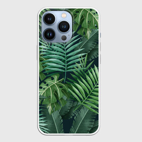Чехол для iPhone 13 Pro с принтом Тропики ,  |  | Тематика изображения на принте: summer | банановая | банановые | джунгли | зелень | краски | летняя | лето | листики | листы | листья | надпись | настроение | отдых | отпуск | пальма | пальмовые | пальмы | папоротник | пляжная | позитив