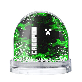 Снежный шар с принтом MINECRAFT CREEPER , Пластик | Изображение внутри шара печатается на глянцевой фотобумаге с двух сторон | creeper | game | minecraft | блоки | игра | квадраты | компьютерная | крипер | майнкрафт | огонь
