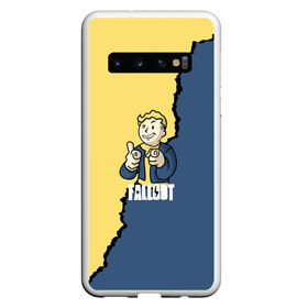 Чехол для Samsung Galaxy S10 с принтом Fallout logo boy , Силикон | Область печати: задняя сторона чехла, без боковых панелей | boy | fallout | game | newvegas | nukacola | shelter | апокалипсис | вегас | война | игра | игроман | компьютерные | лого | логотип | логотипигры | наездник | оружие | персонажи | постапокалипсис | свобода | симулятор