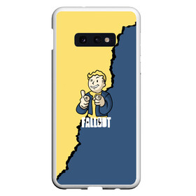 Чехол для Samsung S10E с принтом Fallout logo boy , Силикон | Область печати: задняя сторона чехла, без боковых панелей | boy | fallout | game | newvegas | nukacola | shelter | апокалипсис | вегас | война | игра | игроман | компьютерные | лого | логотип | логотипигры | наездник | оружие | персонажи | постапокалипсис | свобода | симулятор