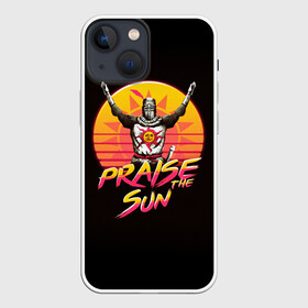 Чехол для iPhone 13 mini с принтом PRAISE THE SUN ,  |  | Тематика изображения на принте: dark | dark souls | demon souls | knight | praise the sun | дарк соулс | демон соулс | игры | рыцарь | темные души | тьма