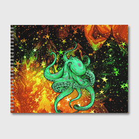 Альбом для рисования с принтом Cosmo Octopus , 100% бумага
 | матовая бумага, плотность 200 мг. | cosmo | kraken | medusa | meduza | ocean | octopus | pirates | арт | ван | гог | звезды | искусство | картина | космос | кракен | красочный | медуза | море | океан | осьминог | пираты | принт | стиль