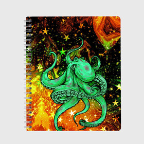 Тетрадь с принтом Cosmo Octopus , 100% бумага | 48 листов, плотность листов — 60 г/м2, плотность картонной обложки — 250 г/м2. Листы скреплены сбоку удобной пружинной спиралью. Уголки страниц и обложки скругленные. Цвет линий — светло-серый
 | cosmo | kraken | medusa | meduza | ocean | octopus | pirates | арт | ван | гог | звезды | искусство | картина | космос | кракен | красочный | медуза | море | океан | осьминог | пираты | принт | стиль